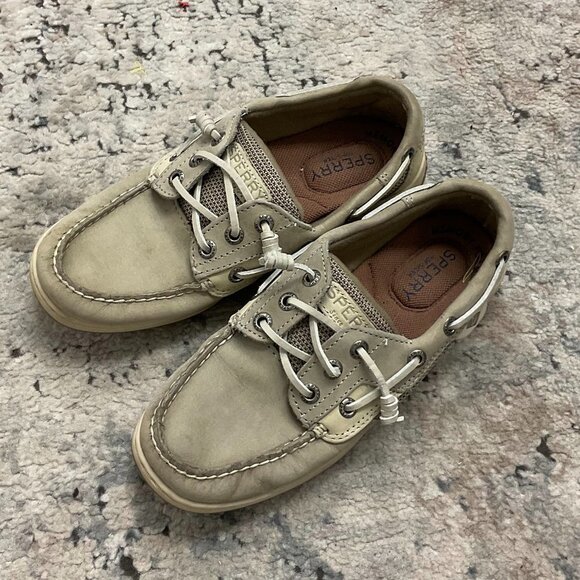 Sperry Lace-Up Shearling Boat Shoes Round Toe Size 5US Tan - Picture 1 of 3
